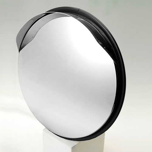 【返品種別B】□「返品種別」について詳しくはこちら□◆カーブに付けて安心、安全確認の対策に◆ステンレス製なのでさびにくい、ひずまないガラス製より少し暗く映りますが衝撃に強く割れない◆壁・ポール用取付金具付◆フード付■　仕　様　■サイズ：丸型 直径433mm曲面（R）：740mm鏡材質：ステンレス枠色：黒重量：2.5kgセット内容：壁・ポール用金具付（ポール有効径 34〜50.8Φまで）[S4BKシンエイ]信栄物産アウトドア＞DIY・工具＞環境安全用品＞安全用品