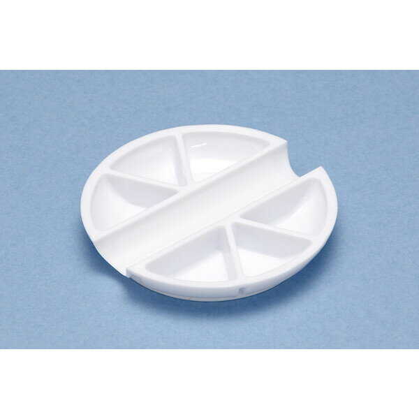 ウェーブ 白い塗料皿 6マス＆筆置きタイプ【OM186】