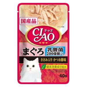 チャオ パウチ 乳酸菌入り まぐろ ささみ入りかつお節味 40g CIAO いなばペットフード IC-301ニユウサ..