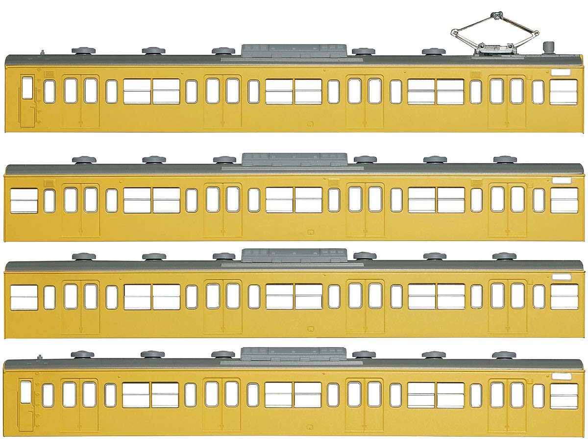 ［鉄道模型］グリーンマックス 【再生産】(Nゲージ) 18014 国鉄(JR)103系(低運・非ユニット窓・冷改車・カナリア) 基本4両編成ボディキットB(着色済み組立キット)