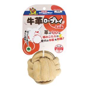 犬用おもちゃ 牛革ロープトイ ボール ドギーマンハヤシ ギユウカワロ-プトイボ-ル