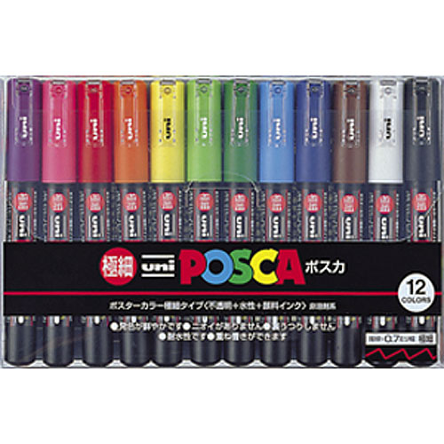 三菱鉛筆 ポスカ 極細 12色セット POSCA PC1M12Cのサムネイル