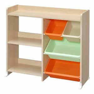 HTHR-34 キヤロツト アイリスオーヤマ 本棚付トイハウスラック（キャロット） IRIS おもちゃ箱 [HTHR34キヤロツト]