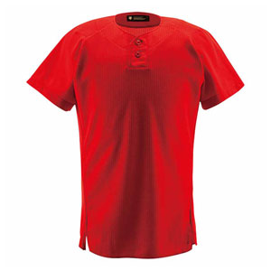 DS-DB1012-RED-L デサント 野球・ソフトボール用ユニフォームシャツ（RED・サイズ：L） DESCENTE　ハーフボタンシャツ