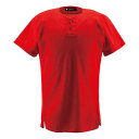 DS-DB1012-RED-M デサント 野球・ソフトボール用ユニフォームシャツ(RED・サイズ:M) DESCENTE ハーフボタンシャツ
