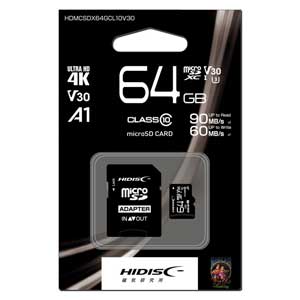 HDMCSDX64GCL10V30 HIDISC 4Kб microSDXC꡼ 64GB Class10 UHS-I