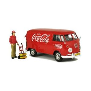 Coca-Cola Collectibles 1/24 VW タイプ 2 T1 カーゴバン レッド 1963 配送ドライバーフィギュア アクセサリー付【424062】 ミニカー