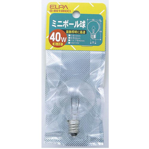 Fluorescent Lamps, Bulbs - ELPA ミニボール球 40W E12（クリア） G-8010H-C [G8010HC]