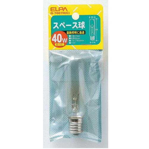 Other - ELPA スペース球 40W（クリア） G-7007H-C [G7007HC]