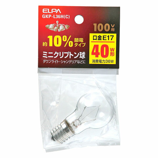 ELPA ミニクリプトン電球 40W GKP-L36H(C) [GKPL36HC]