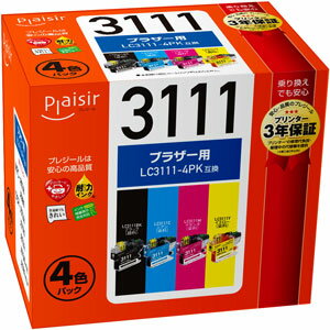 プレジール ［ブラザー LC3111-4PK 互換］インクカートリッジ(4色パック) Plaisir PLE-BR3111-4P