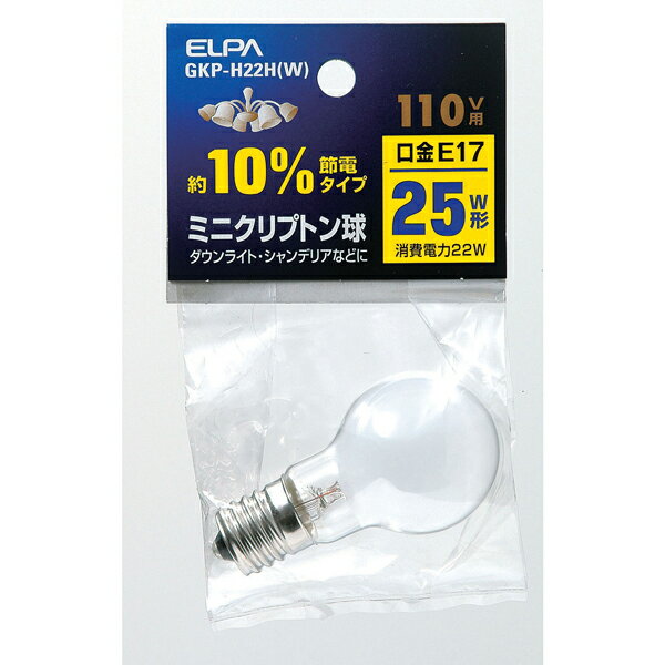 Filament Lamps - ELPA ミニクリプトン球 25W形 E17 ホワイト GKP-H22H(W) [GKPH22HW]
