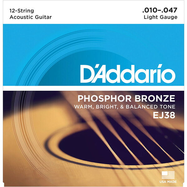 �����ꥪ ���������ƥ��å�����������Light 12-string .010-.047�� EJ-38(DADDARIO) D'ADDARIO��PHOSPHOR BRONZE
