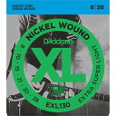 【返品種別A】□「返品種別」について詳しくはこちら□XL NICKEL独特なブライトサウンド、素晴らしいイントネーション。世界中のミュージシャンからの圧倒的な支持を誇る、言わずと知れたエレキ弦のスタンダード。■　仕　様　■Extra-Super Light1st：0.0082nd：0.0103rd：0.0154th：0.0215th：0.0306th：0.038[EXL130DADDARIO]ダダリオ楽器・レコーディング＞ギター/ベース＞弦＞エレキギター弦＞エレキギター弦 08-38