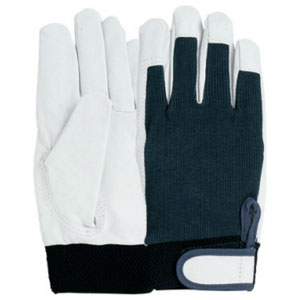 おたふく手袋 革手袋 カラー背抜きマジック止（紺・Lサイズ） 210443JW-829