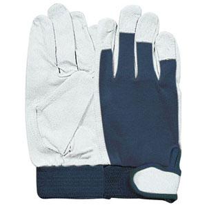 2110081R-293 おたふく手袋 革手袋 甲メリヤス マジック付 3双組（コン・LLサイズ）