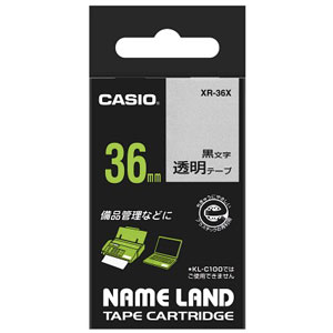 Casio （Nameland） - カシオ テープカートリッジ スタンダードテープ（36　幅/透明テープ/黒文字） CASIO NAME LAND（ネームランド） XR-36X