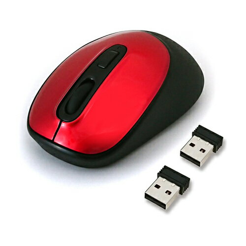 HIDISC 2.4GHzワイヤレスマウス BlueLED 2レシーバー付 （レッド） HDM-7146RD