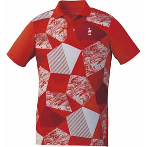 GOS-T1900-27-S ゴーセン ユニセックス ゲームシャツ（レッド・サイズ：S） GOSEN テニス・バドミントン用シャツ