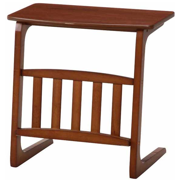 不二貿易 サイドテーブル ノルン マガジンラック付き(ミディアムブラウン) 96553 [96553フジボウエキ]