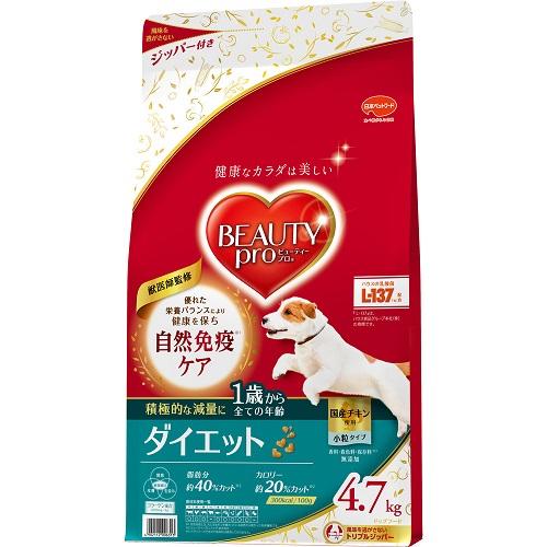 【返品種別B】□「返品種別」について詳しくはこちら□※仕様やパッケージは、リニューアルなどの理由で変更になっている場合がございます。予めご了承下さい。※お手元に届きました商品(パッケージ)の原材料や成分などの仕様を、必ず開封前にご確認の上、ご使用下さい。■積極的にダイエットをはじめる愛犬にいつものごはんと置きかえるだけで無理なくダイエット■積極的な減量に適した設計たんぱく質量とおいしさを維持したまま、脂肪分約40％・カロリー約20％カット(成犬用比)おなかに満腹感を与える食物繊維配合。高発泡粒でボリューム感アップ。■関節の健康維持グルコサミン・コンドロイチン配合でスムーズな関節の曲げ伸ばしをサポート■コラーゲンで8つの健康ケアカラダのあらゆる部位を構成する重要なたんぱく質であるコラーゲンに着目し、より分解・吸収されやすい低分子マリンコラーゲンを3000mg/kg配合■ハウスの乳酸菌『L-137』配合人間の食品にも使用されている安定性の高い乳酸菌『L-137』を配合しました。※『L-137』は、ハウス食品グループ本社(株)の商標です。■腸内フローラの健康維持活性菌・オリゴ糖を配合。健康的な消化を維持し、便臭を軽減します。■優れた栄養バランスで免疫力を維持トマト由来のリコピンを配合。■潤う瞳の健康維持ブルーベリー由来のアントシアニン配合。・香料、着色料、保存料無添加。食べやすいハート型の小粒タイプ【原材料】穀類(コーンフラワー、コーングルテンミール、ライスブラン、小麦粉、小麦ブラン)、肉類(チキンミール、牛肉粉、豚肉粉、チキンレバーパウダー)、おから粉末、油脂類(動物性油脂、植物性油脂(オメガ-6脂肪酸含む))、魚介類(フィッシュエキスパウダー、マリンコラーゲン、小魚粉末(DHA、EPA/オメガ-3脂肪酸源))、ビール酵母(β-グルカン源)、L-カルニチン、乳酸菌加熱菌体、糖類(オリゴ糖、エリスリトール)、カゼインホスホペプチド、果実類(クランベリーパウダー、ブルーベリーパウダー(アントシアニン源))、トマト(リコピン源)、セルロース(食物繊維)、ミネラル類(カルシウム、リン、カリウム、クロライド、鉄、銅、マンガン、グルコン酸亜鉛、硫酸亜鉛、ヨウ素、コバルト)、ビタミン類(A、B2、B6、B12、D、E、パントテン酸、コリン)、酸化防止剤(ミックストコフェロール、ローズマリー抽出物)、バチルスサブチルス(活性菌)、アミノ酸類(アルギニン、タウリン、メチオニン)、グルコサミン、コンドロイチン、ヒアルロン酸【保証成分】たんぱく質25.0％以上、脂質8.0％以上、粗繊維15.0％以下、灰分9.0％以下、水分10.0％以下、カルシウム1.0％以上、リン0.8％以上、リノール酸1.5％以上、ビタミンA：550IU/100g以上、ビタミンE：10.0IU/100g以上、ビタミンB1：0.2mg/100g以上、ビタミンB2：0.3mg/100g以上、ビタミンB6：0.4mg/100g以上、ビタミンB12：0.003mg/100g以上【エネルギー】300kcal/100g日本ペットフード広告文責：株式会社Joshin(06-6633-1111)日用雑貨＞ペット＞犬＞ドッグフード