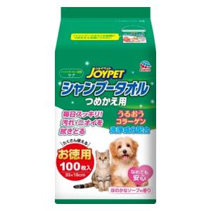 ペット用品 ジョイペット シャンプータオル ペット用 つめかえ 100枚 JOYPET アース・ペット シヤンプ-..