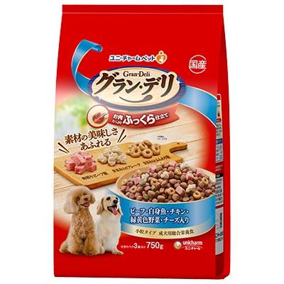Natural - ドッグフード グラン・デリ ふっくら仕立て ビーフ・白身魚・チキン・緑黄色野菜・チーズ入り 750g ユニ・チャーム Gデリフツクラチ-ズカクギリツブ