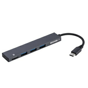 COM-C3MSD053GY ナカバヤシ アルミ極薄USBハブ USB3.1Gen1(3.0) Type-C変換3ポート＆マイクロSDカードリーダー付ハブ(グレー)