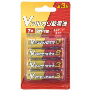 LR6VN4B オーム アルカリ乾電池単3形 4本パック OHM　Vアルカリ乾電池 