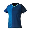 82JA0211142XL ミズノ 卓球用ゲームシャツ（レディーズ）（ドレスネイビー・サイズ：2XL） MIZUNO　2020卓球女子日本代表モデル