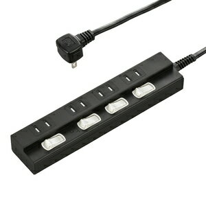 オーム 雷に強い節電タップ（4個口 3m）ブラック HS-TPK43PBT-K OHM [HSTPK43PBTK]