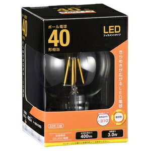 オーム LED電球 フィラメントボール形 400lm（電球色相当） LDG3L C6 OHM [LDG3LC6]