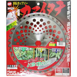 【返品種別B】□「返品種別」について詳しくはこちら□◆チップ形状は草を寄せ、逃がさないR刃使用。◆下刈・雑木、竹刈、笹刈までよく切れる！　◆中心刃/側面(両側)・先端研磨で良く切れる！　◆超軽量タイプ。約355gで作業が楽々！　◆チップは飛びにくい異型埋込！　◆日農工規格に基づき試験した結果、規格に適合していると判断されています。◆ISO9001認証の品質保証システムで製造の日本製です。■　仕　様　■外径(約)：255mmチップ数：36P材質(台金)：合金鋼[LR36KKNY]バクマ工業アウトドア＞ガーデン・エクステリア用品＞草刈り・除草用品