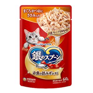 銀のスプーンパウチ まぐろ・かつおにささみ入り 60g ユニ・チャーム ギンノスプ-ンPマグロササミ60G