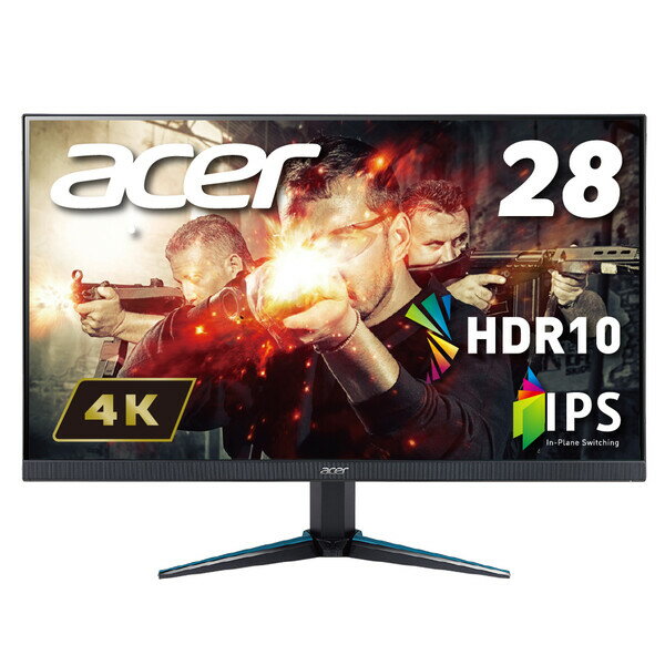 Acer エイサー 28型 ゲーミング液晶ディスプレイ 60Hz/4ms GTG /IPS ノングレア /4K 3840 2160 /HDMI 2.0/DisplayPort/FreeSync/HDR 10 Nitro VG0シリーズ VG280Kbmiipx