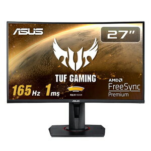 ASUS（エイスース） 27型 ゲーミング液晶ディスプレイ（最大165Hz/1ms (MPRT)/フルHD (1920x1080)/VA/ノングレア/HDMI 2.0/DisplayPort/スピーカー2W＋2W/Adaptive-sync/Freesync Premium） TUF Gaming VG27VQ