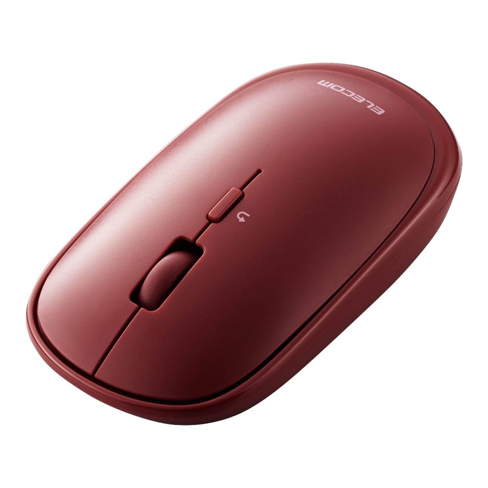 エレコム ワイヤレスマウス 無線 Bluetooth 静音 4ボタン 軽量 薄型 左右対称（レッド） M-TM10BBRD