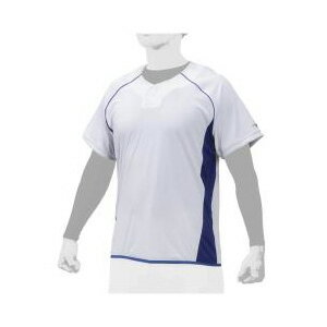12JC0X2216L ミズノ ベースボールシャツ（ホワイト×パステルネイビー サイズ：L） mizuno ビートアップ ユニセックス