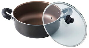 Ih/Gas Compatible - ベストコ 【IH対応】大型鍋　30cm　（ブラウンメタリック） ND-8223 大きくて洗いやすい [ND8223ベストコ]