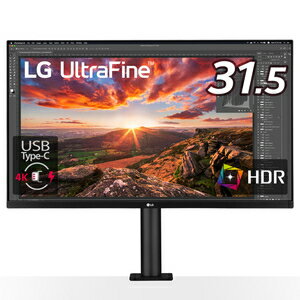 LG [31.5型 4K(3840×2160) エルゴノミックスタンド(チルト±25/スイベル±280/高さ130mm/ピボット) /IPS(ノングレア) /DCI-P3 95％/フリッカーセーフ/ブルーライト低減モード/5W+5Wスピーカー搭載/アーム型スタンド 32UN880-B