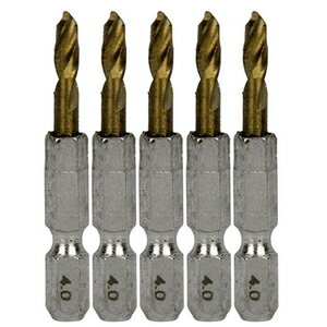 メチャミジTIN4.0*5P SK11 六角軸Tin鉄ドリル 極短 4.0mm 5本セット 藤原産業