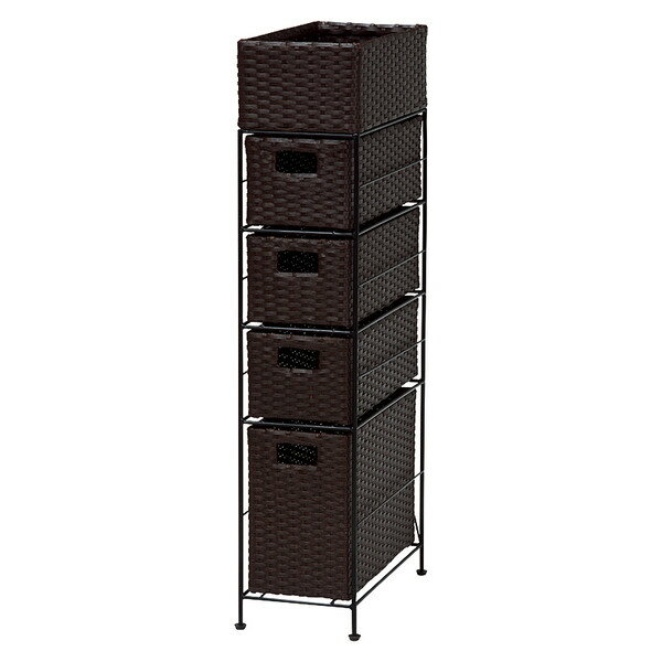 HAGIHARA(萩原) ランドリーチェスト(ダークブラウン・幅20.5×奥行40.5×高さ95.5cm) RAN-2408DBR サニタ..