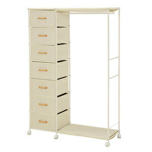 HAGIHARA(萩原) 引出し7杯ハンガーラック(ホワイト・幅105×奥行35.5×高さ155cm) KHR-3159WH [KHR3159WH]