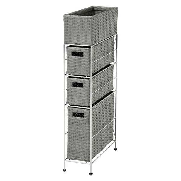 Mini Chest - HAGIHARA(萩原) ランドリーチェスト(グレー・幅15.5×奥行40.5×高さ80cm) RAN-2405GY サニタリー 収納棚 衣類ラック [RAN2405GY]