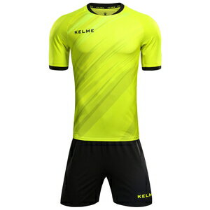 TTS-KMC160026-930-L KELME(ケレメ) サッカー・フットサル用 トレーニングシャツ&パンツセット(ネオンイエロー×ブラック・サイズ:L) ユニセックス