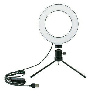 グリーンハウス セルフィーライト 48LED（ブラック） LEDリングライト GH-CSL48D-BK