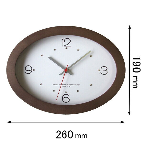 フォーカス・スリー 電波置き掛け兼用時計 Focus Three　オーバルの時計キラ（ブラウン） V-0026(BR)デンパ [V0026BRデンパ]【返品種別A】