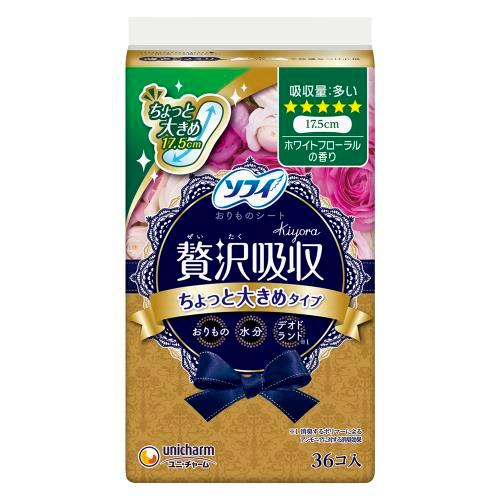 ソフィ Kiyora 贅沢吸収 ホワイトフローラルの香り 17.5cm 多い日用 羽なし 36枚 きよら ぜいたく吸収 ユニ・チャーム SゼイタクキユウシユウWFオオイヒ36