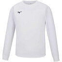 32MA1195-01-XL ミズノ ナビドライ Tシャツ(ホワイト×ブラック・サイズ：XL) mizuno NAVIDRY 長袖 丸首