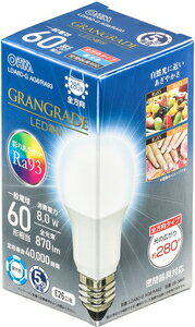 LDA8D-G AG6/RA93 オーム LED電球 一般電球形 870lm（昼光色相当） OHM　GRANGRADE 